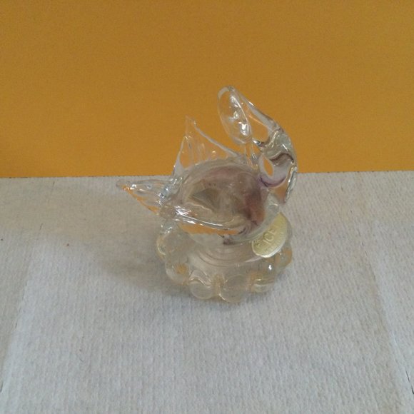 Murano art glass swan figurine paper weight clear glass Icet made in Venezuela - Picture 6 of 11